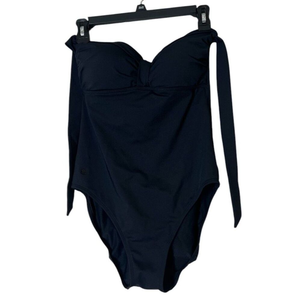 Lauren Ralph Lauren Black One Piece Swimsuit Sweetheart Neckline Halter Size 12
